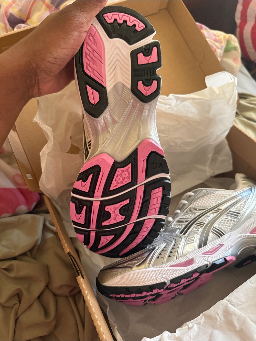 Women's Silver and Pink Athletic Running Shoes - Brand - Picture 3 of 5